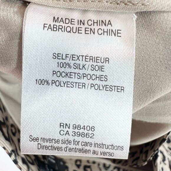 Theory Dress Pants Women's 0 Beige Silk Animal Print Pleated Tapered Leg - Picture 9 of 12